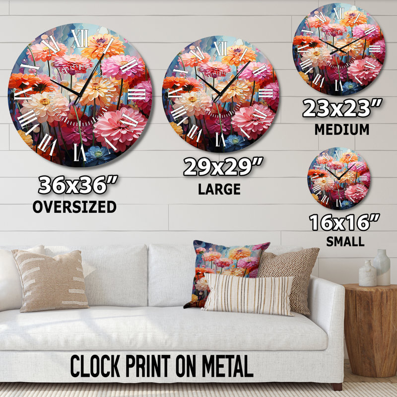 Horloge murale Zinnias Mute Tone, Surdimensionné