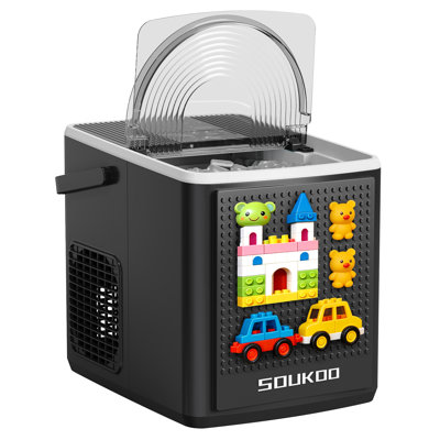 Machine à glaçons de comptoir SOUKOO avec panneau d'affichage créatif en forme de blocs de construction, production quotidienne de glace de 12 kg