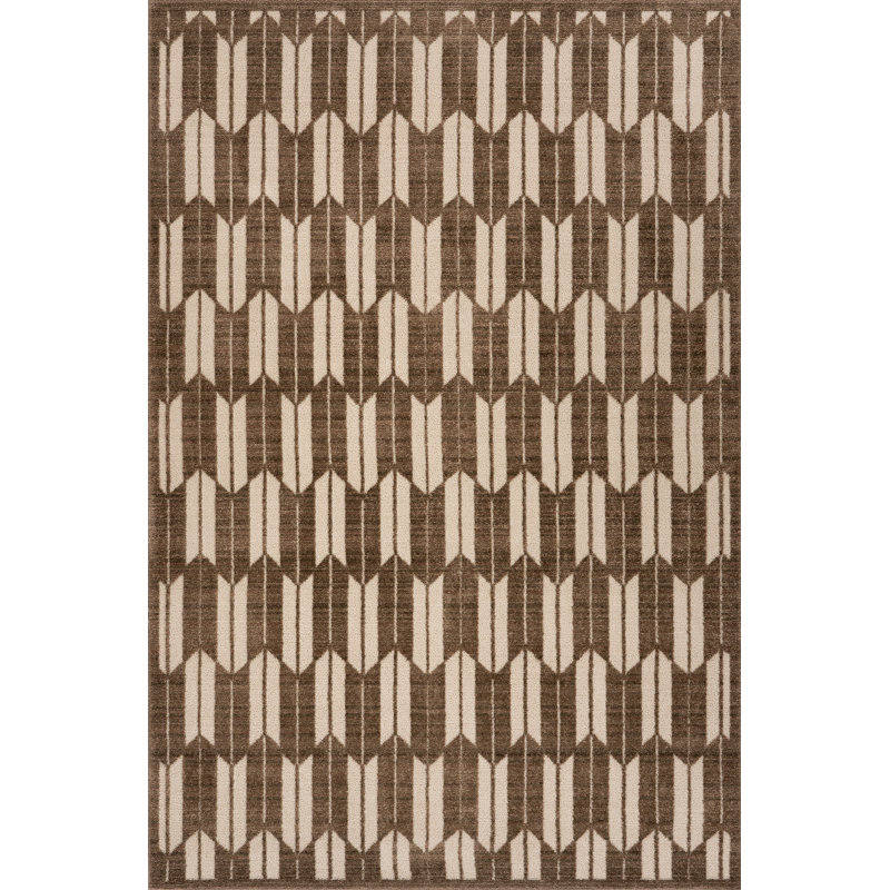  Rovelle Geometric Modern Area Rug, Rectangle 6'7" x 9'6", Brown