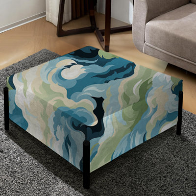 Coastal Concealment Flow - Abstract Large Square Ottoman