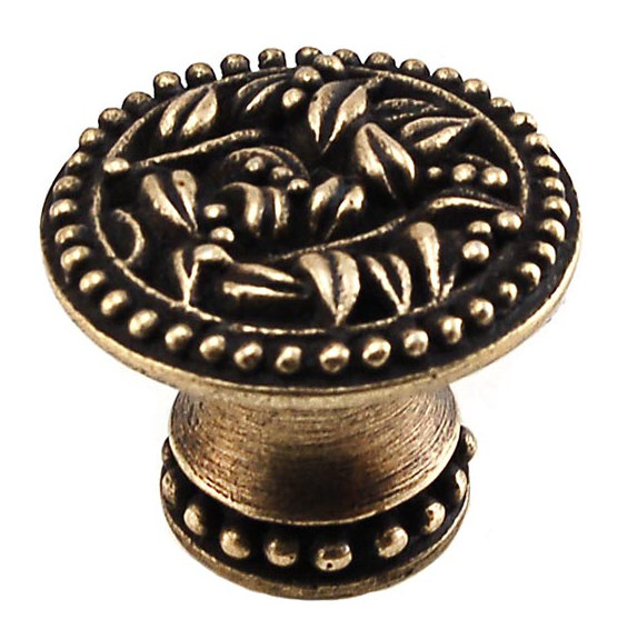 San Michele Mushroom Knob, Small, Antique Brass
