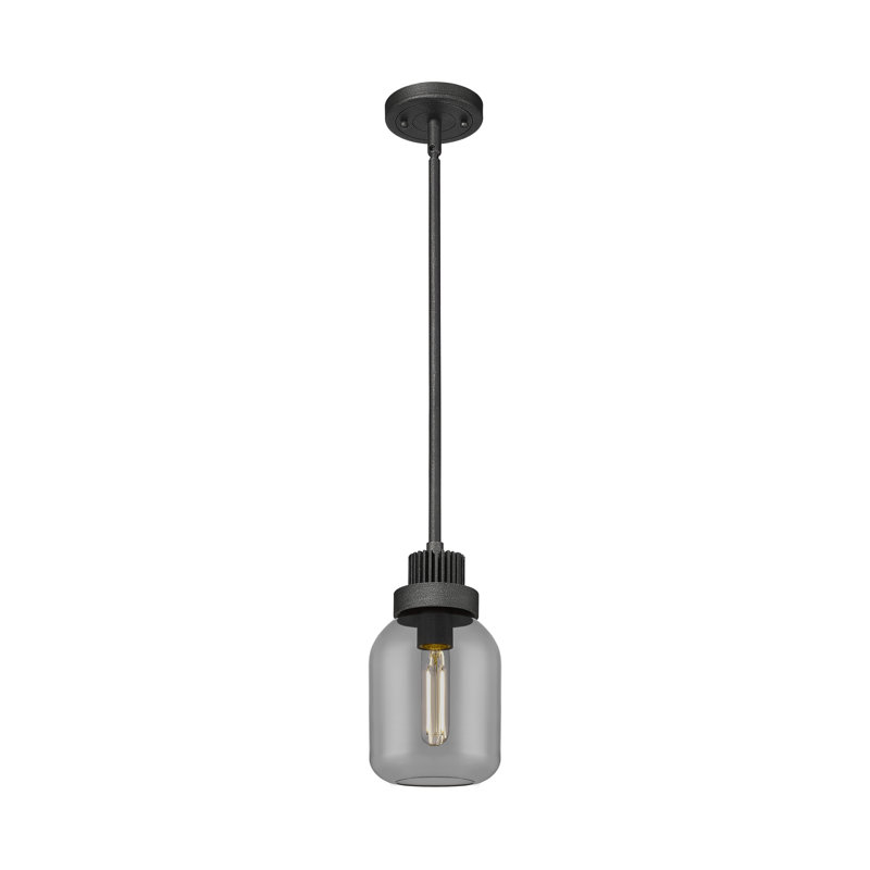 Luminaire suspendu sur tige 6 lumières Somers, Plaqué couleur fumée, Zinc patiné