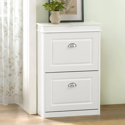 Rangement à chaussures étroit avec 2 tiroirs rabattables et rangement pour chaussures pour couloir, salon, blanc, l 21,3 po x P 9,1 po x H 32,3 po