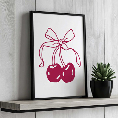 Cherry Bow Ribbon by Kira Art Print