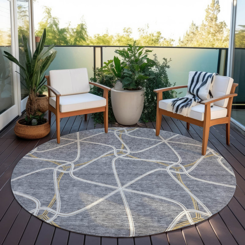  Aleg Area Rug with Non-Slip Backing, Round 8'
