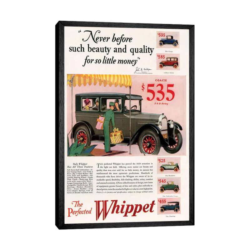 1920s Willys-Knight Magazine Advert by The Advertising Archives - Gallery-Wrapped Canvas Giclée on Canvas, Black Framed