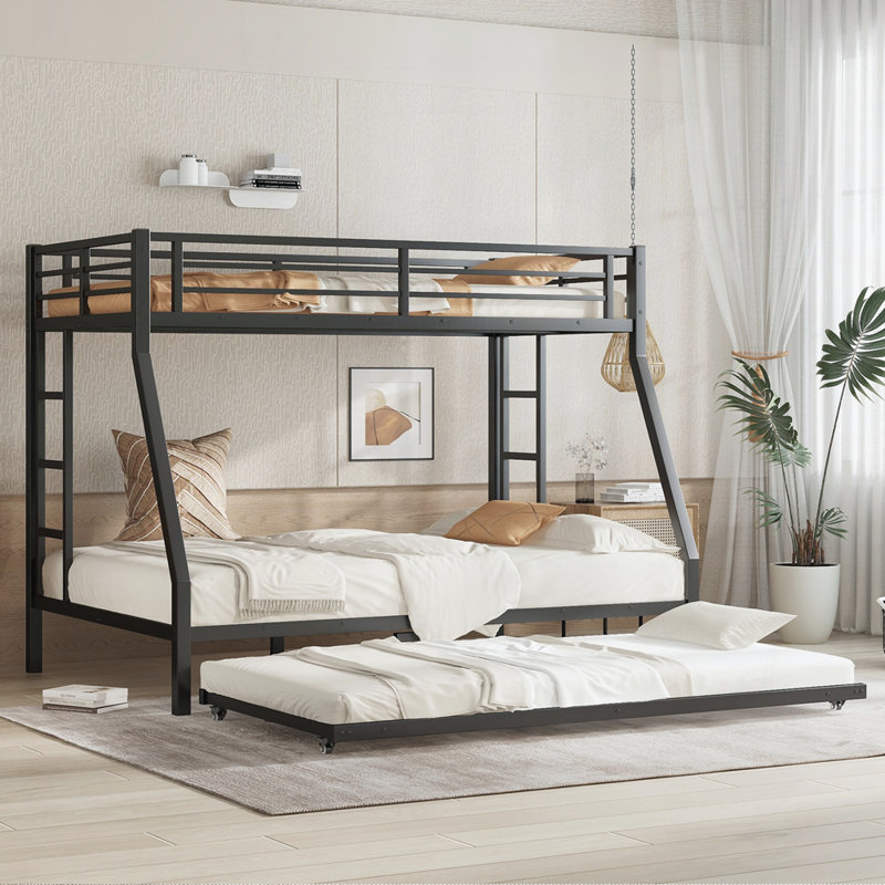 Metal Bed with Trundle, Twin Over Full