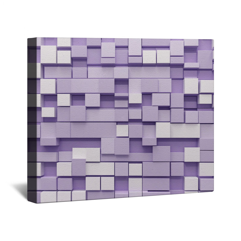 Toile de galerie mauve à blocs blancs en plusieurs tailles, 16 x 16 inches