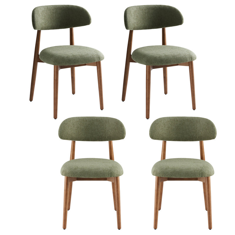 Upholstered Solid Wood Dining Chair Side Chair, Green