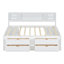 Lit de jour pleine grandeur en bois avec 2 armoires de chevet, tablettes supérieures et 4 tiroirs-885129052