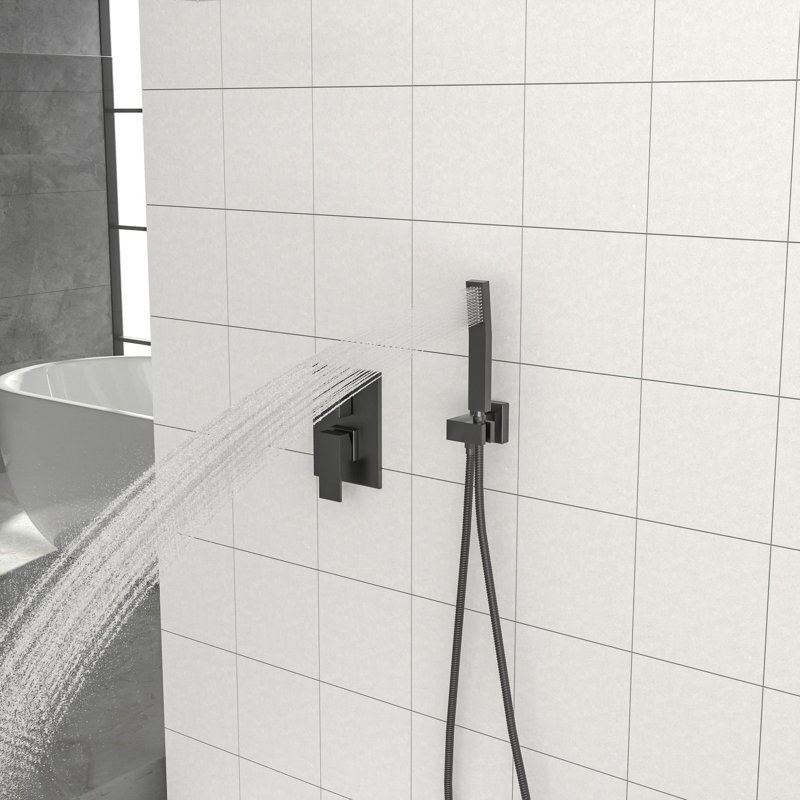 Ensemble de système de douche carré de 10 pouces avec pomme de douche à main, Noir mat