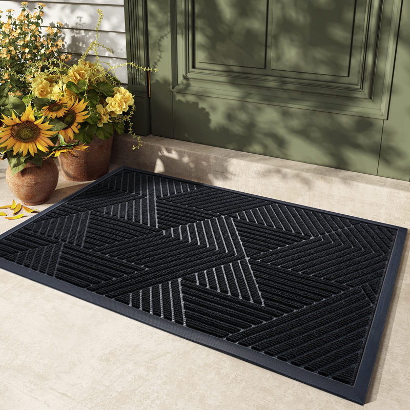 Hazeley Non-Slip Outdoor Doormat, 81.3cm W x 121.9cm L, Black
