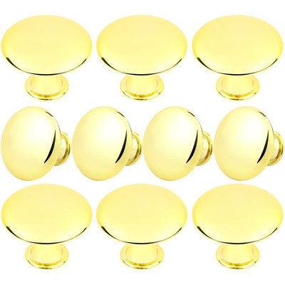 Paquet de 10 boutons d'armoire - Poignées de tiroir rondes en alliage d'aluminium avec vis pour quincaillerie de porte de salle de bain