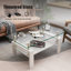 Rectangle Coffee Table, Tempered Glass Tabletop With MDF Layer, Modern Table For Living Room, Transparent Glass-1081972295