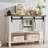 Entryway Table with Sliding Arch Doors, 46" Rustic Console Table with Adjustable Shelf-1393651849