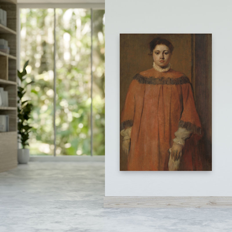 Jeune fille en rouge, vers 1866, portrait abstrait impressionniste contemporain, estampe murale, H 60 po x l 40 po