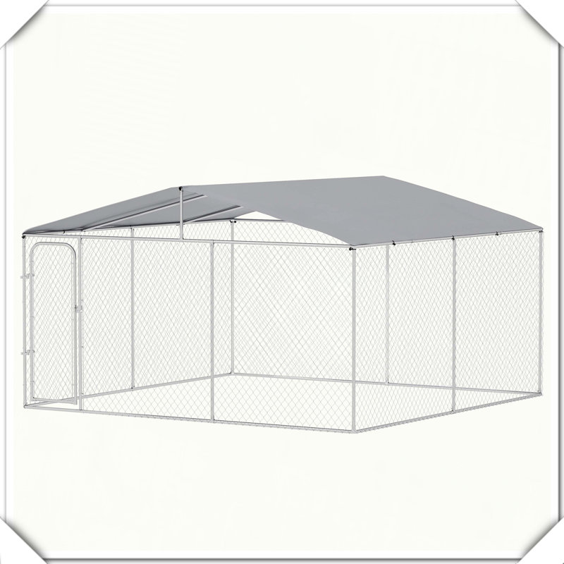 Steel Dog Fence with Canopy Dog Kennel Enclosure