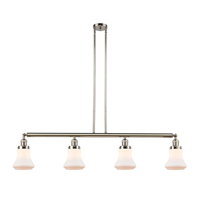 Bellmont - 4 lumières - 51 po - Nickel poli - Tige suspendue - Îlot réglable