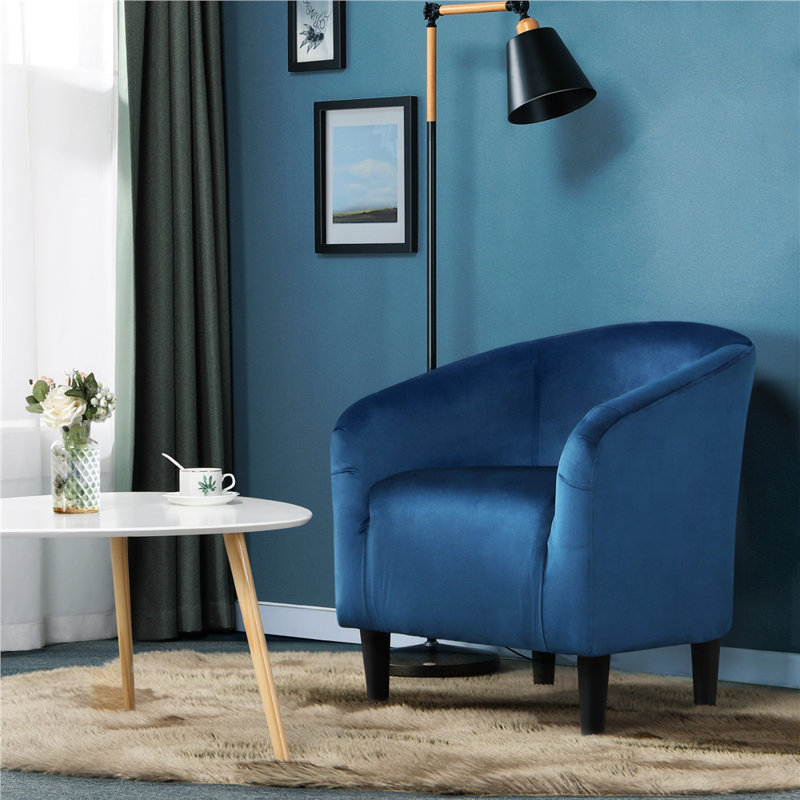 Robeson 28" Wide Velvet Barrel Chair, Pagoda Blue Velvet