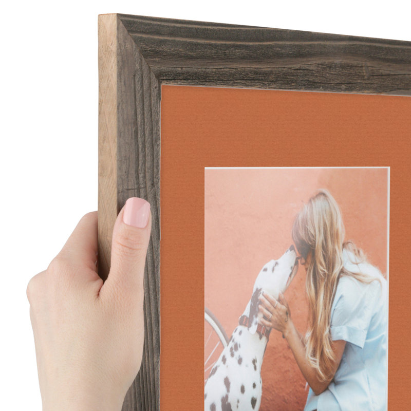 Wood Matte Picture Frame with Mat, Red Orange