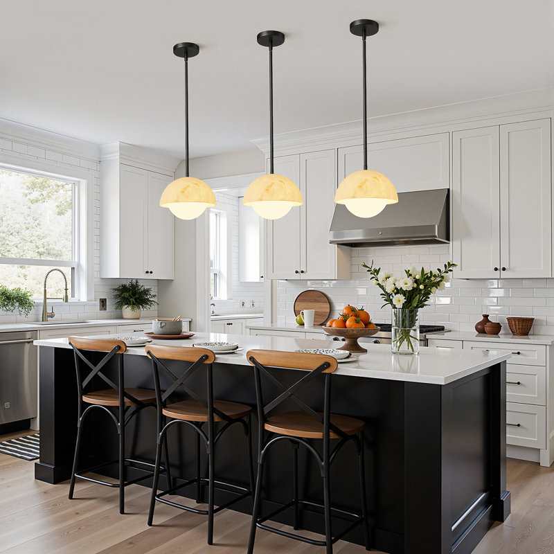 1 - Light Glass Single Pendant, Matte Black