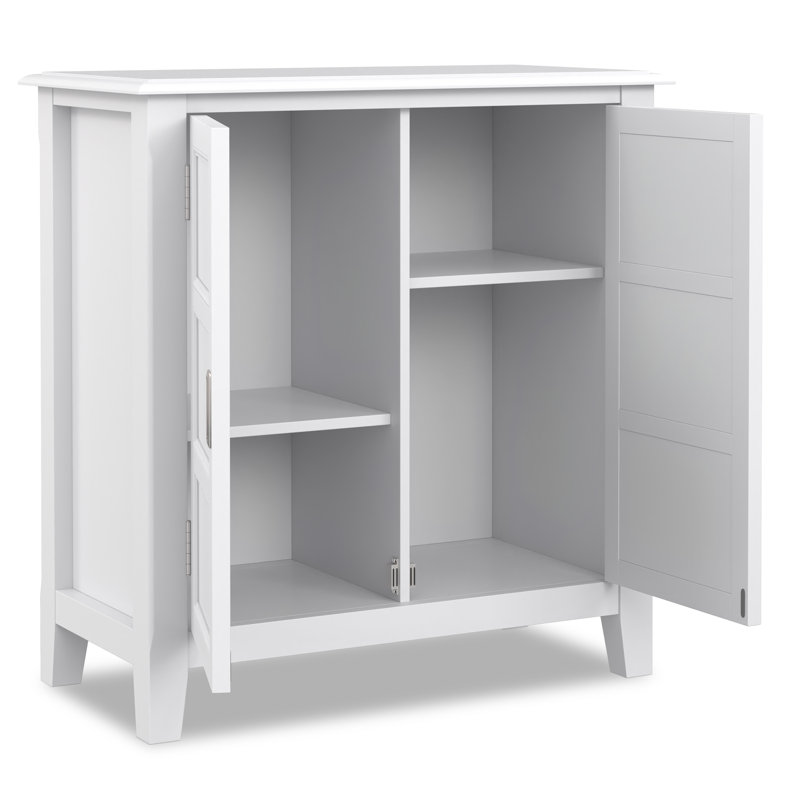 Burlington 30"W Solid Wood Transitional Low Storage Cabinet with Adjustable Shelves, White