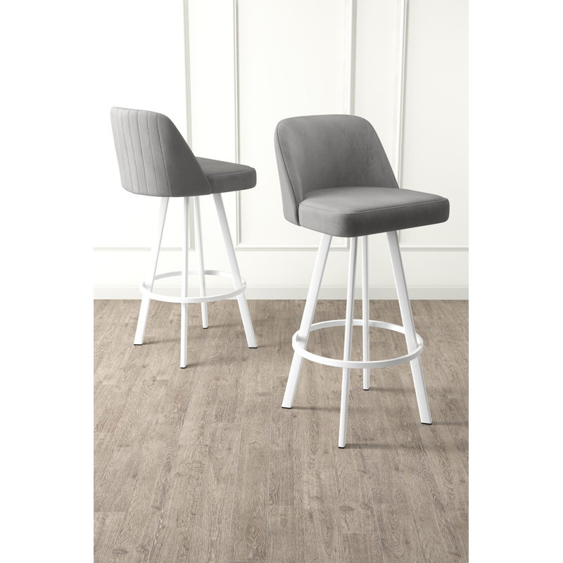 Ensemble de tabourets de bar modernes (6 pièces), gris et blanc, 17,3 po x 41,3 po x 16,5 po | Structure 100% métal, tissu Babyface, rotation à 360 ° | Hauteur du siège de 76 cm avec mousse confortable | Design scandinave élégant pour la maison et la cuisine