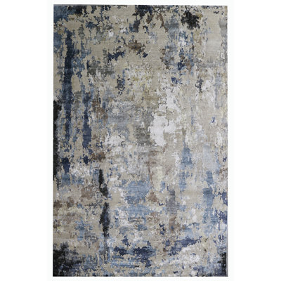 Tapis bleu / gris tissé à la main de haute qualité Himalayan Art 5000