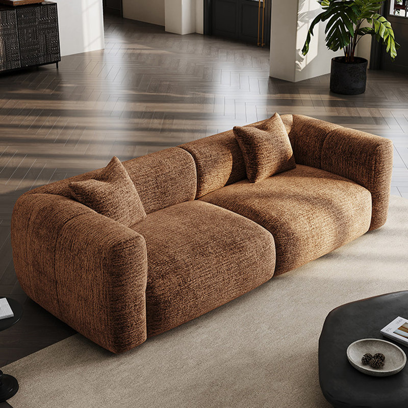 Canapé brun modulaire en chenille, Brun, H 26,57 po x l 110,24 po x P 42,52 po