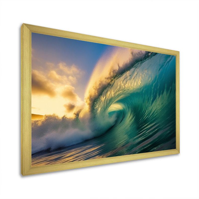 Hawaiian Waves Surf Dream II, reproduction d'art sur toile, Encadrement doré, H 30 po x l 40 po x P 1,5 po