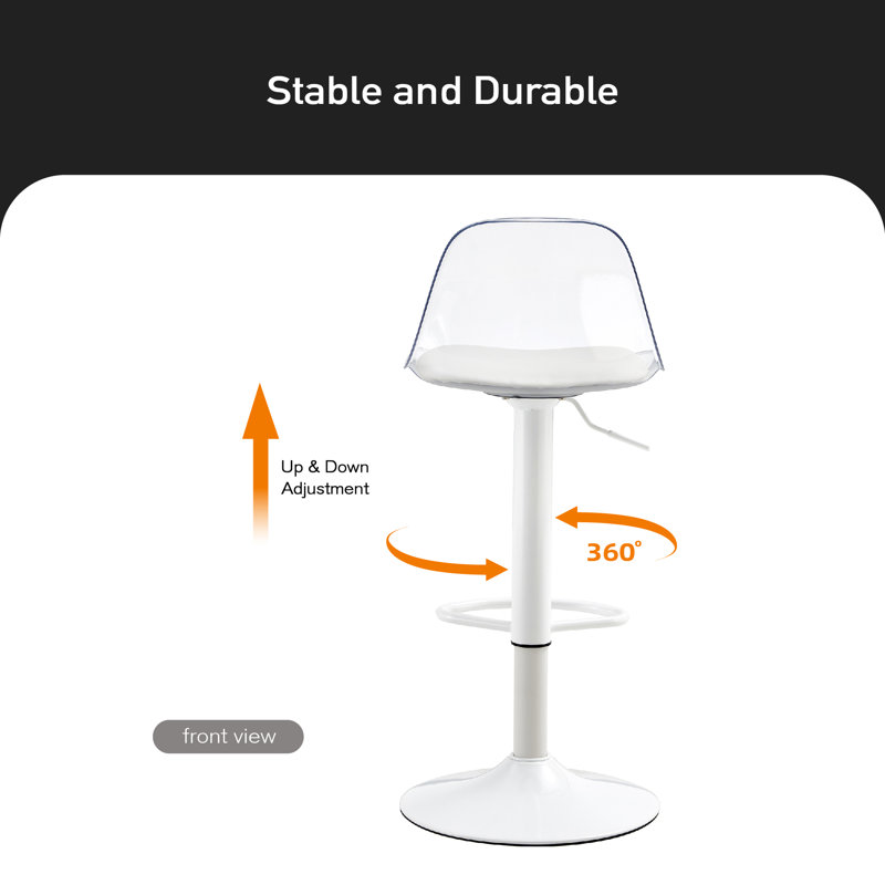 Carlaysia Swivel Upholstered Adjustable Height Counter Stool with Metal Frame, Beige/White