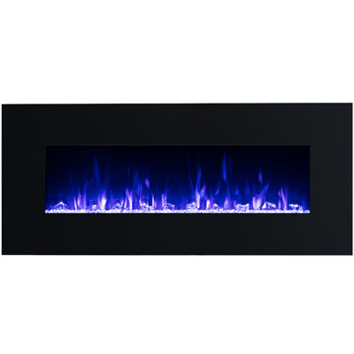 Contemporary Puraflame 50 " W Matte Black Surface Wall Mounted Electric Fireplace with BTU 5000