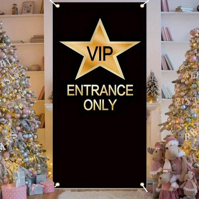 1PC Reusable Golden Star VIP Entrance Only Banner - 59 Inches Polyester Wall Hanging Tapestry For All Occasions - Versatile Room Decoration Without Electricity