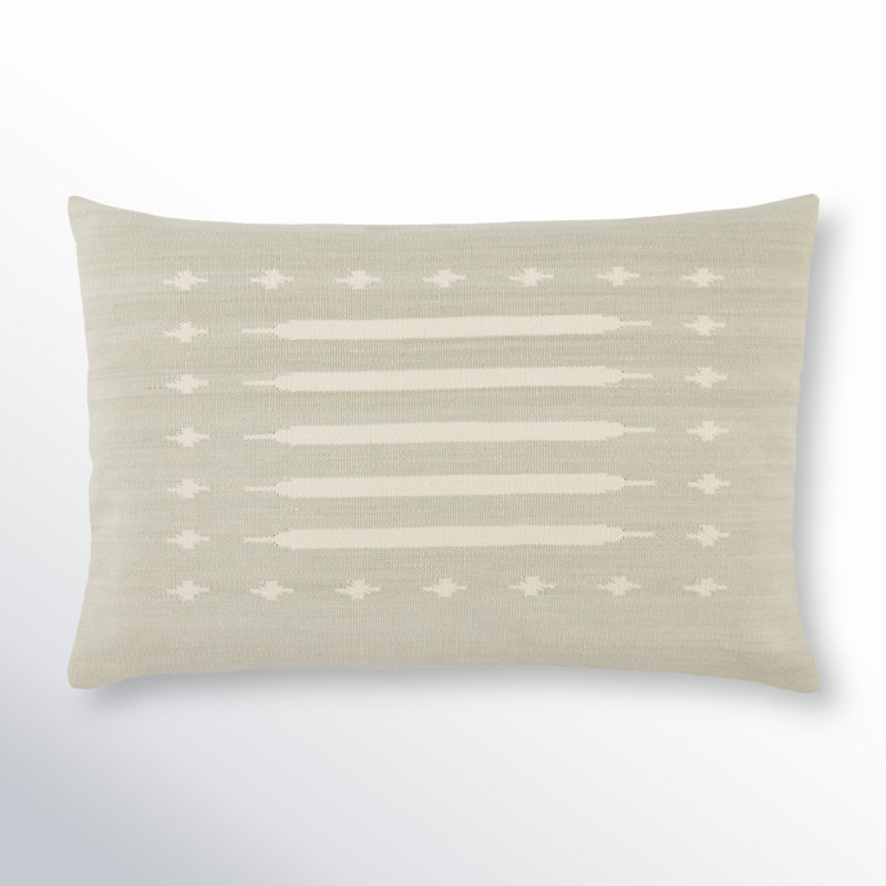 Estela Modern Geometric Cotton Lumbar Pillow - White