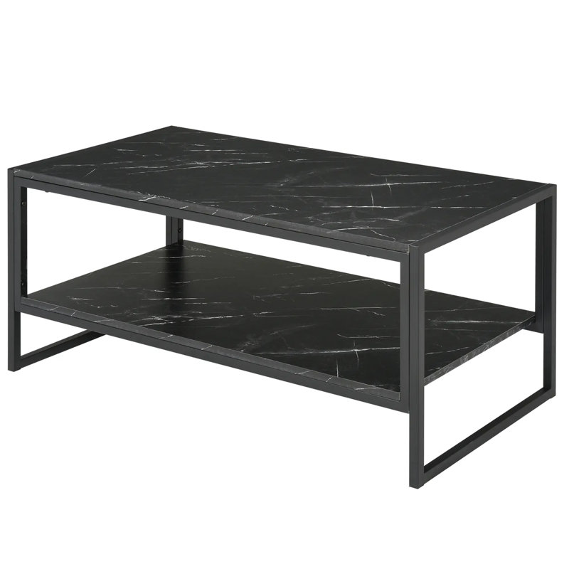 Clida Coffee Table with Storage, Black, Black