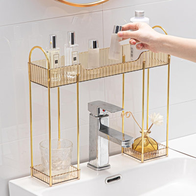Organisateur de comptoir au-dessus de l'évier - Tablette montée sur le robinet pour la salle de bain, la cuisine et la lessive - Solution de rangement peu encombrante pour les articles de toilette et les articles essentiels