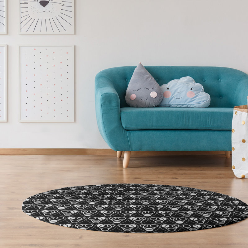 Chenille Geometric Indoor Rug, Round 5'