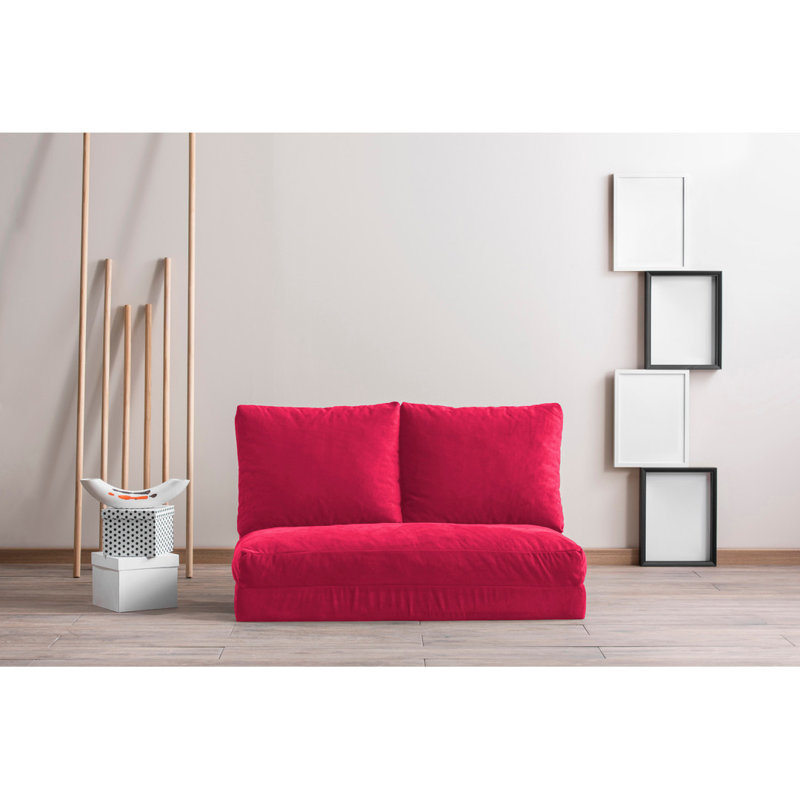 Clarington 72.8" Wide Convertible Sofa, Fuchsia 100% Polyester