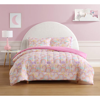 Rainbow Skies Pink 2-Piece Microfiber Comforter Set - Twin
