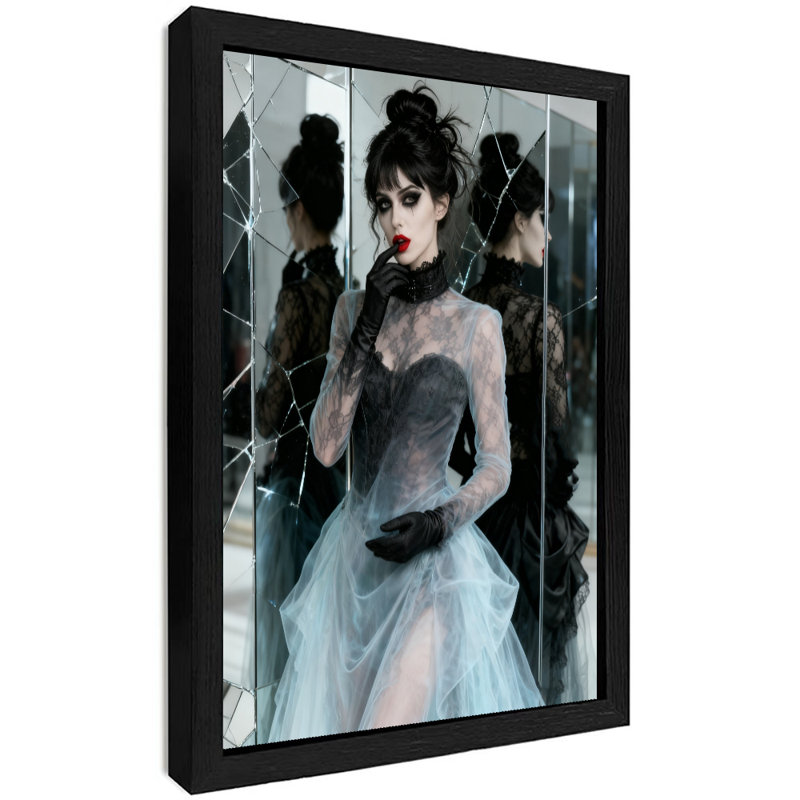 «Black», encadré noir, rétro, gothique romantique, dames et crâne, art mural, impressions de style rétro, H 11 po x l 9 po