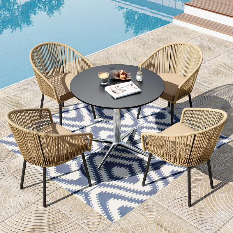 Metal Patio Dining Set With Rectangular Table, 2
