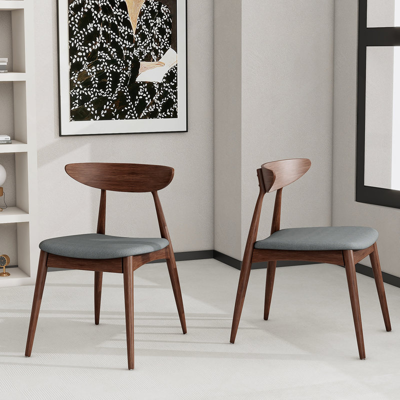 Chaises en tissu, ensemble de 2, Marron foncé, Gris clair