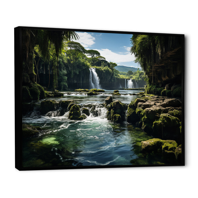 Cascade de dominicains, reproduction sur toile, H 16 po x l 32 po x P 1 po, Cadre flottant noir