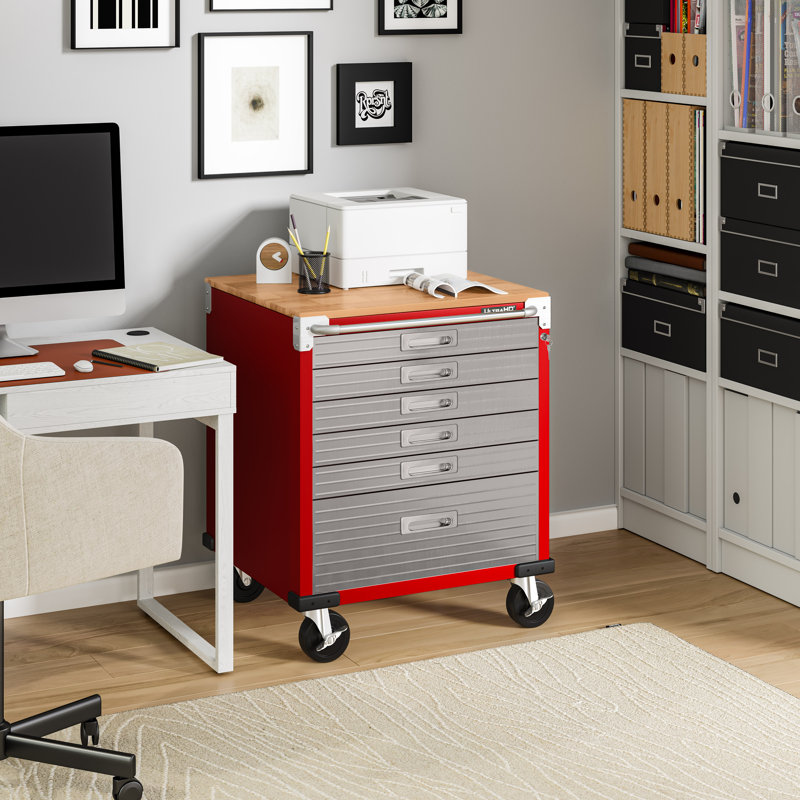 Seville Classics UltraHD 6-Drawer Rolling Cabinet, Red