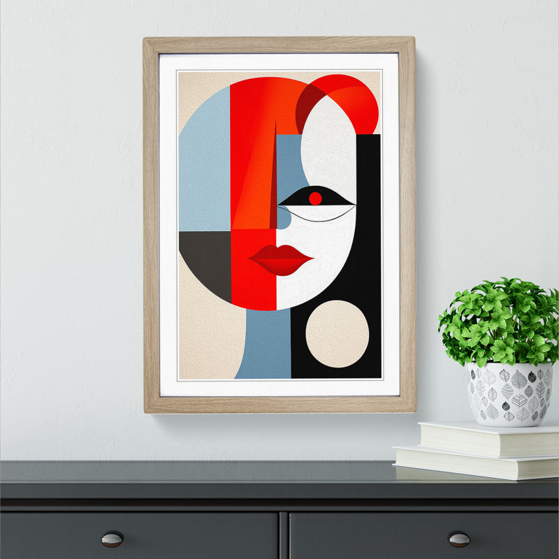 Pablo Picasso Minimalism - Framed Print, 64cm H x 46cm W x 2" D, Oak Framed