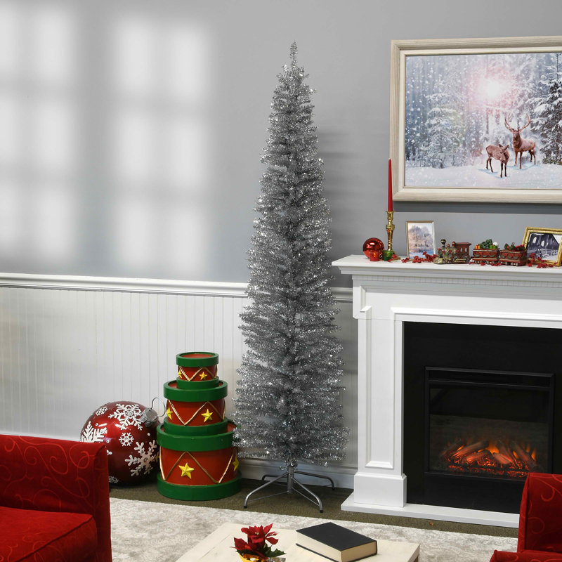 Silver Tinsel Tree, 7'