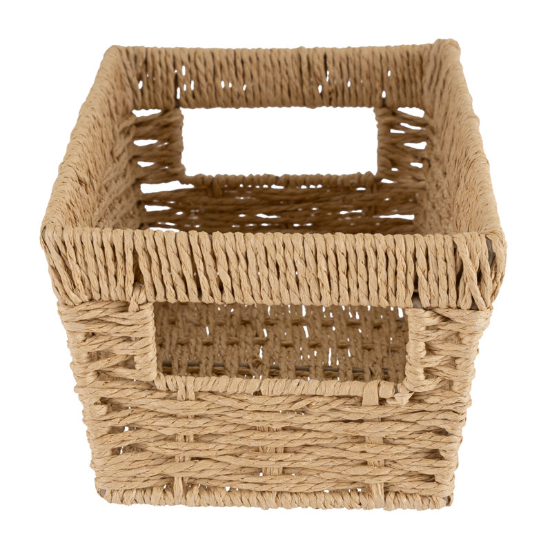 Natural Beige Paper Rope Rectangular Storage Basket