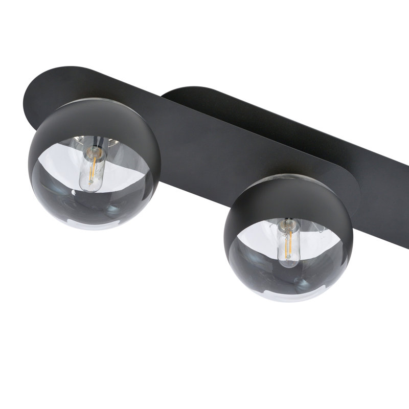 McTurck Glass Flush Mount, 18cm H x 70cm W x 11cm D, Transparent/Black