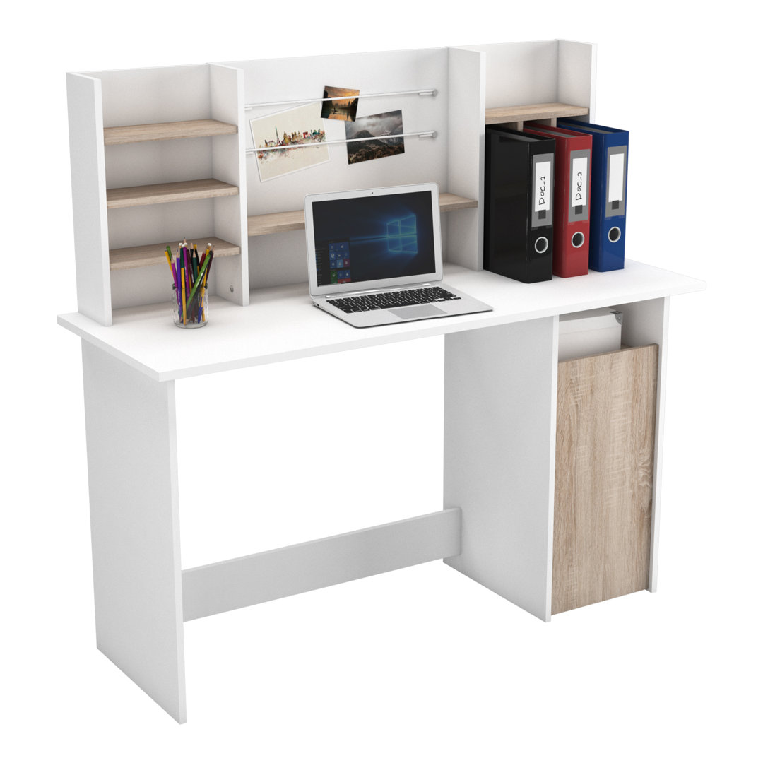 Avander 135Cm W Rectangular Writing Desk With Storage Hutch
