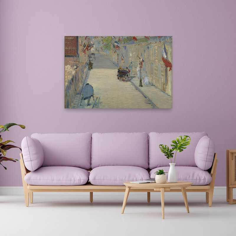 Drapeaux de la rue Mosnier, 1878 - Estampe d'art mural contemporain abstraite impressionniste, H 40 po x l 60 po